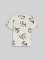 Tom Tailor Oversize T-Shirt mit Muster - Off White Grey Hand Design Tom Tailor Oversize T-Shirt mit Muster - Off White Grey Hand Design