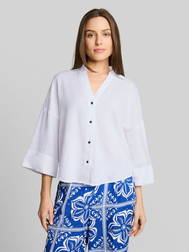 Tom Tailor Oversize Bluse mit Leinenanteil - White Tom Tailor Oversize Bluse mit Leinenanteil - White