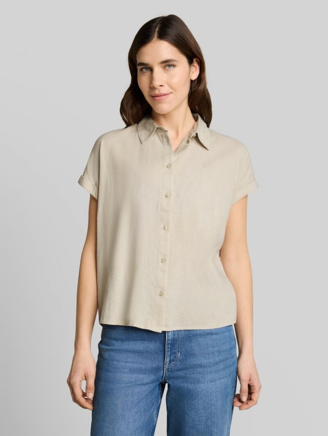 Tom Tailor Loose Fit Bluse mit Leinenanteil - Sand Stone Beige Tom Tailor Loose Fit Bluse mit Leinenanteil - Sand Stone Beige