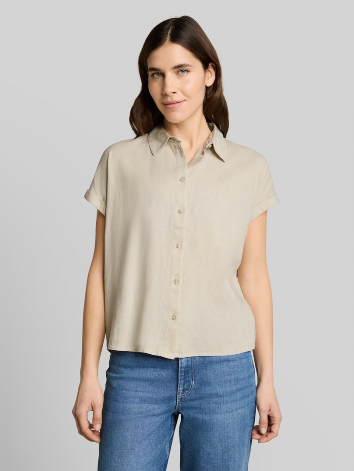 Tom Tailor Loose Fit Bluse mit Leinenanteil - Sand Stone Beige Tom Tailor Loose Fit Bluse mit Leinenanteil - Sand Stone Beige
