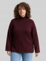 Tom Tailor Plus Size - Loose Fit Strickpullover mit Stehkragen - Dark Red Mélange Tom Tailor Plus Size - Loose Fit Strickpullover mit Stehkragen - Dark Red Mélange