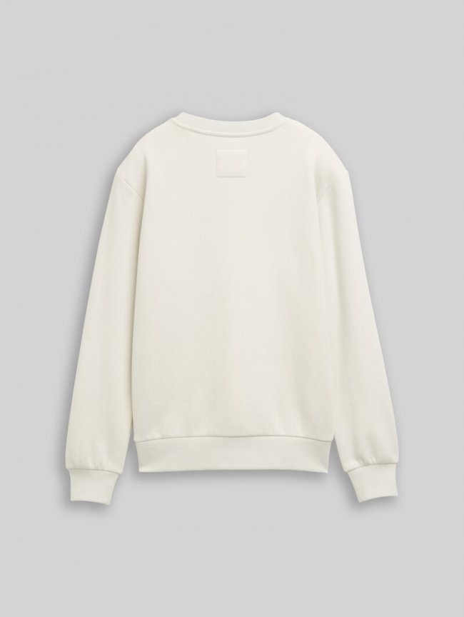 Tom Tailor Sweatshirt mit Badge-Detail - Greyish White Tom Tailor Sweatshirt mit Badge-Detail - Greyish White