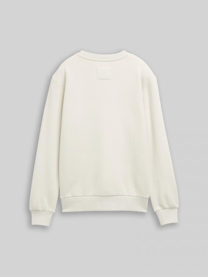 Tom Tailor Sweatshirt mit Badge-Detail - Greyish White Tom Tailor Sweatshirt mit Badge-Detail - Greyish White
