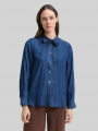 Tom Tailor Bluse mit Schleifen-Detail - Blue Denim Dark Wash Tom Tailor Bluse mit Schleifen-Detail - Blue Denim Dark Wash