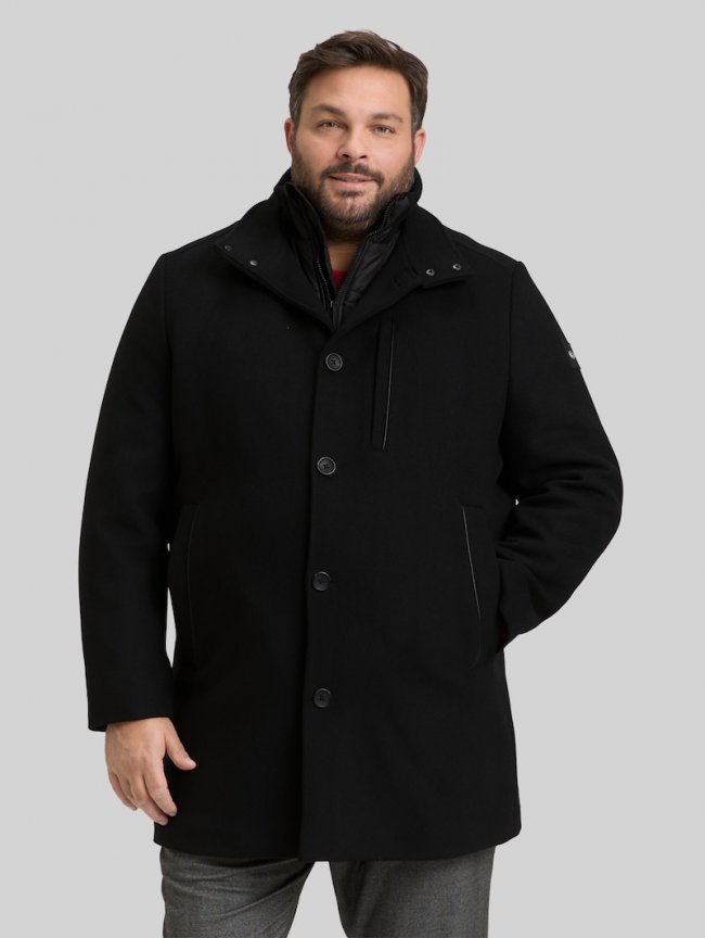 Tom Tailor Plus Size - 2-in-1 Wollmantel mit abnehmbarer Innenjacke - Black Tom Tailor Plus Size - 2-in-1 Wollmantel mit abnehmbarer Innenjacke - Black