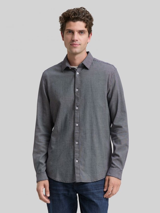 Tom Tailor Slim Fit Hemd mit Stretch - Navy Squared Structure Tom Tailor Slim Fit Hemd mit Stretch - Navy Squared Structure