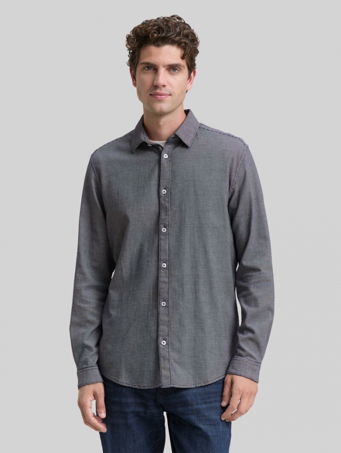 Tom Tailor Slim Fit Hemd mit Stretch - Navy Squared Structure Tom Tailor Slim Fit Hemd mit Stretch - Navy Squared Structure
