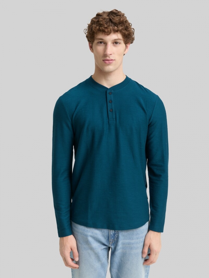 Tom Tailor Henley Langarmshirt - Deep Pond Green Tom Tailor Henley Langarmshirt - Deep Pond Green