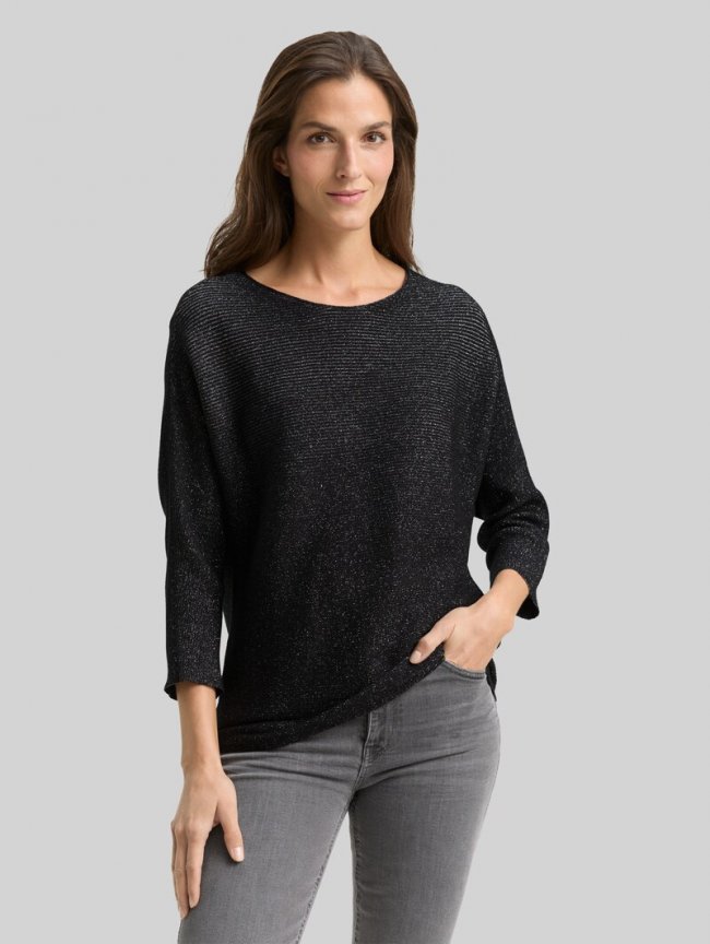 Tom Tailor Loose Fit Strickpullover mit Glitzer-Effekt - Deep Black Tom Tailor Loose Fit Strickpullover mit Glitzer-Effekt - Deep Black
