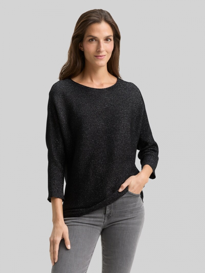 Tom Tailor Loose Fit Strickpullover mit Glitzer-Effekt - Deep Black Tom Tailor Loose Fit Strickpullover mit Glitzer-Effekt - Deep Black