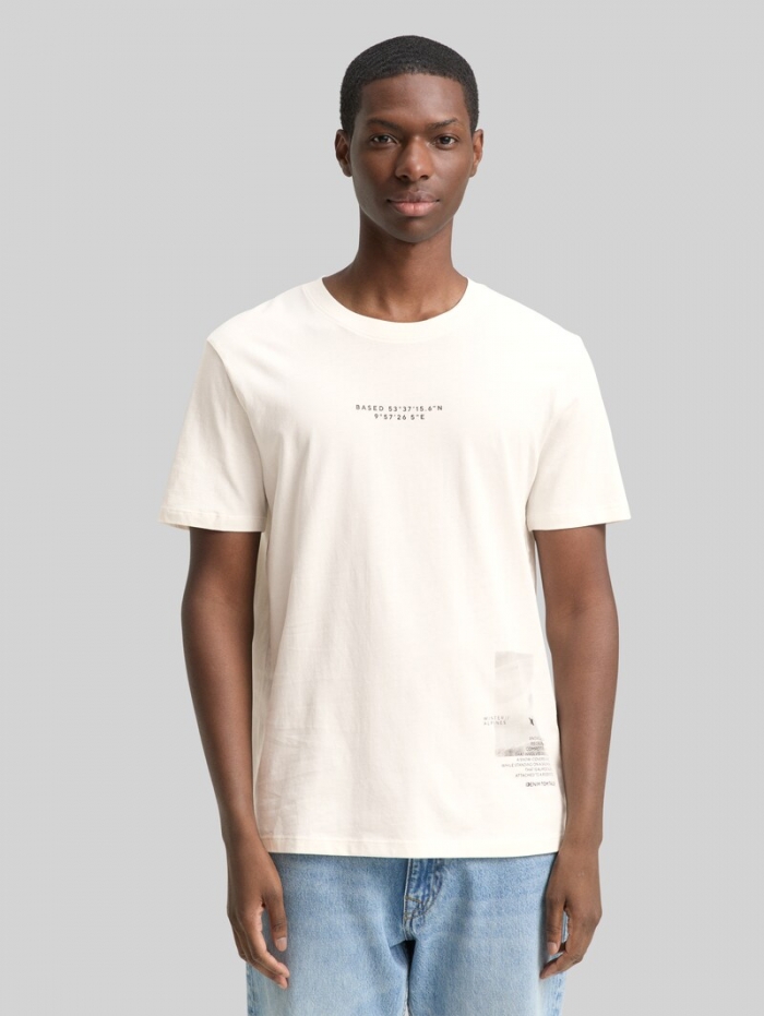 Tom Tailor T-Shirt mit Foto-Print - Wool White Tom Tailor T-Shirt mit Foto-Print - Wool White