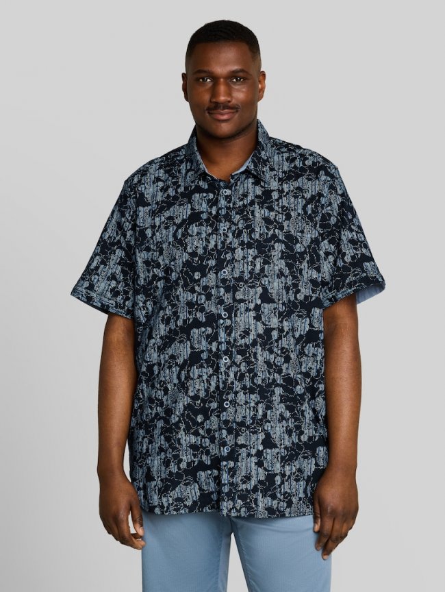 Tom Tailor Plus Size - Kurzarmhemd mit Muster - Navy Irregular Design