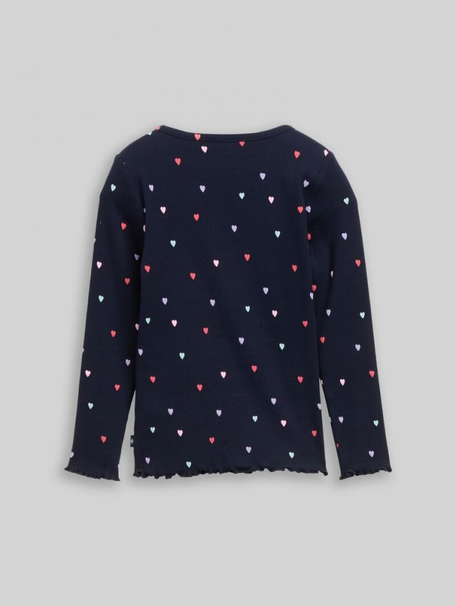 Tom Tailor Langarmshirt mit Rippstruktur - Navy Colorful Heart Tom Tailor Langarmshirt mit Rippstruktur - Navy Colorful Heart