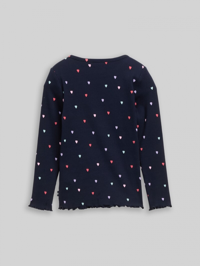 Tom Tailor Langarmshirt mit Rippstruktur - Navy Colorful Heart Tom Tailor Langarmshirt mit Rippstruktur - Navy Colorful Heart
