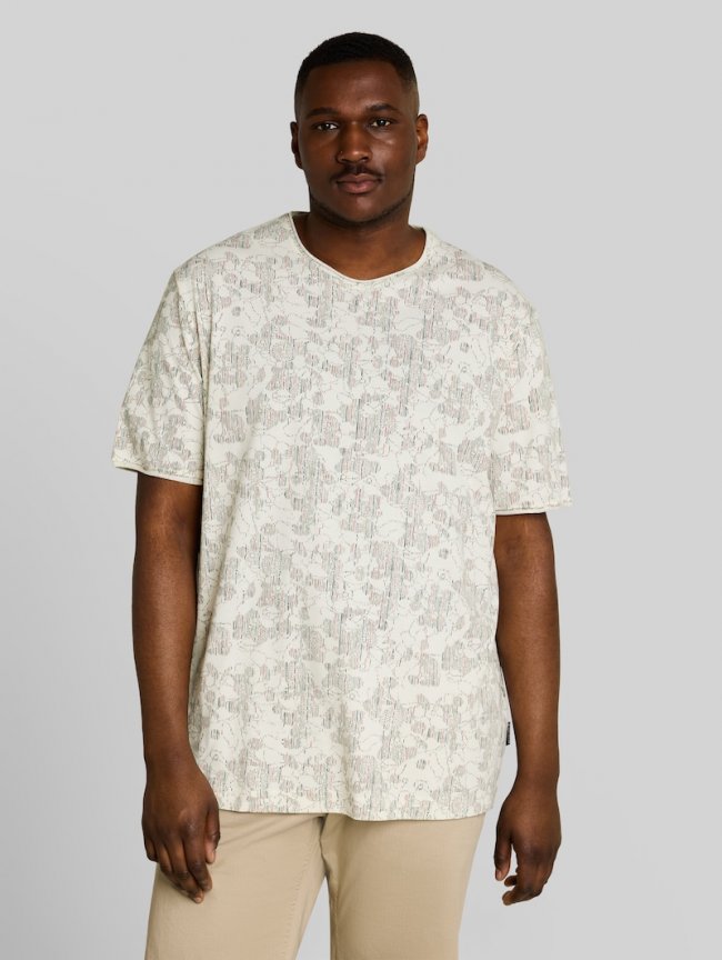 Tom Tailor Plus Size - T-Shirt mit Allover-Print - Off White Irregular Design Tom Tailor Plus Size - T-Shirt mit Allover-Print - Off White Irregular Design