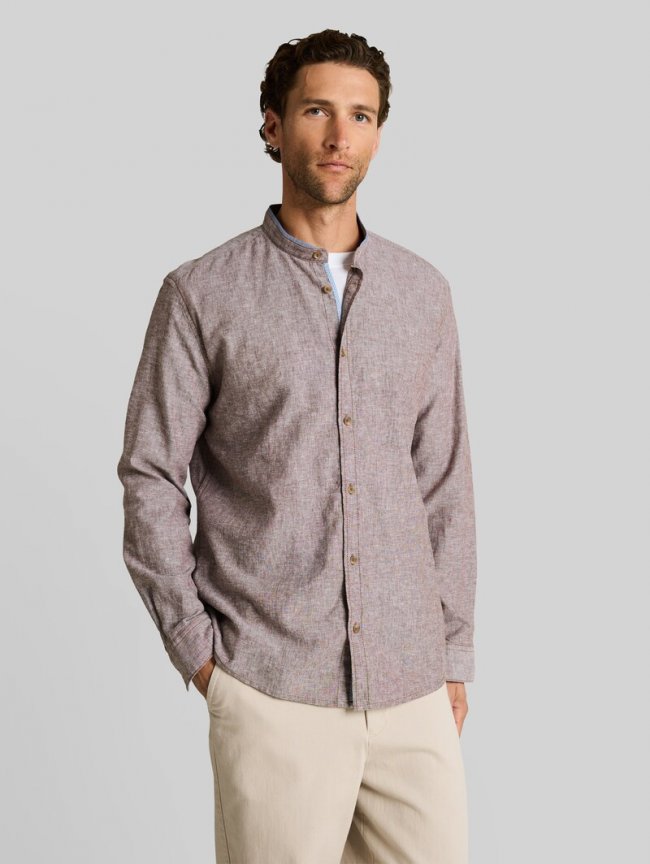 Tom Tailor Regular Fit Hemd mit Leinenanteil - Rocky Brown Chambray Tom Tailor Regular Fit Hemd mit Leinenanteil - Rocky Brown Chambray