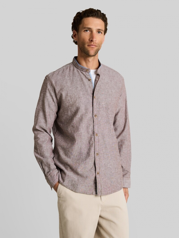 Tom Tailor Regular Fit Hemd mit Leinenanteil - Rocky Brown Chambray Tom Tailor Regular Fit Hemd mit Leinenanteil - Rocky Brown Chambray