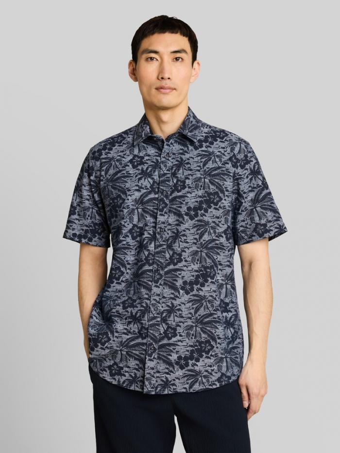 Tom Tailor Regular Fit Kurzarmhemd mit Muster - Navy Palm Hibiscus Design Tom Tailor Regular Fit Kurzarmhemd mit Muster - Navy Palm Hibiscus Design