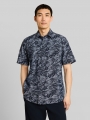 Tom Tailor Regular Fit Kurzarmhemd mit Muster - Navy Palm Hibiscus Design
