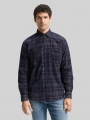 Tom Tailor Regular Fit Cordhemd mit Karomuster - Navy Red Cord Check