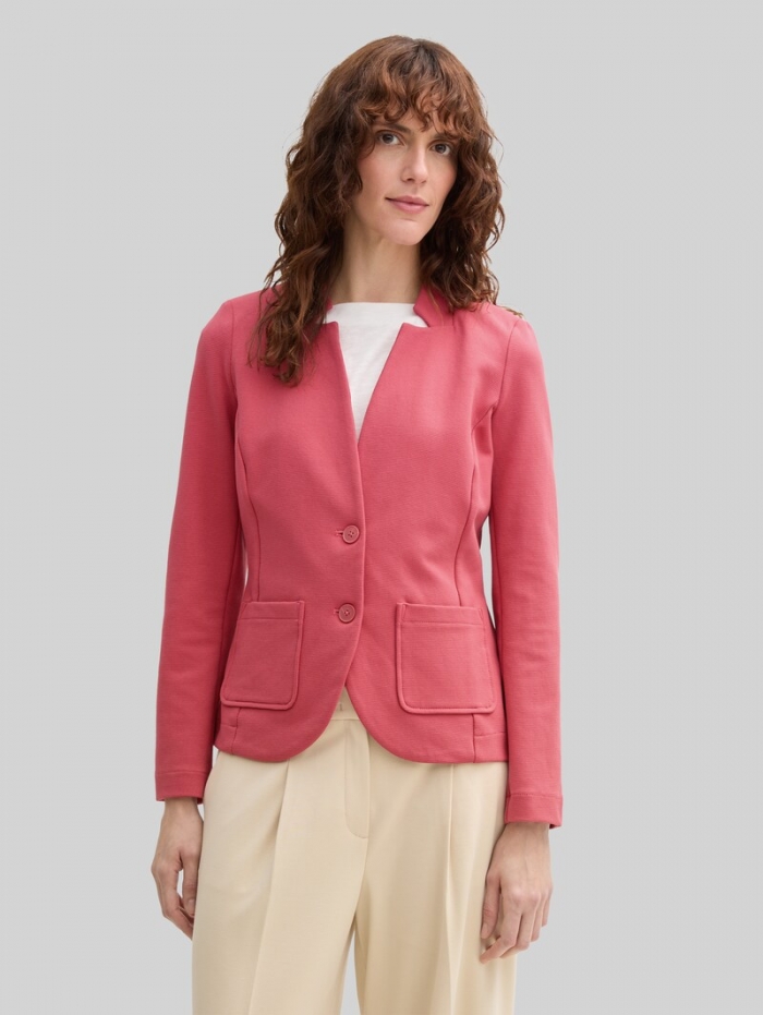 Tom Tailor Slim Fit Blazer mit Ottoman Struktur - Berry Red Tom Tailor Slim Fit Blazer mit Ottoman Struktur - Berry Red