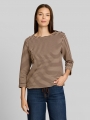 Tom Tailor Langarmshirt mit Knopf-Details - Dark Brown Beige Stripe Tom Tailor Langarmshirt mit Knopf-Details - Dark Brown Beige Stripe
