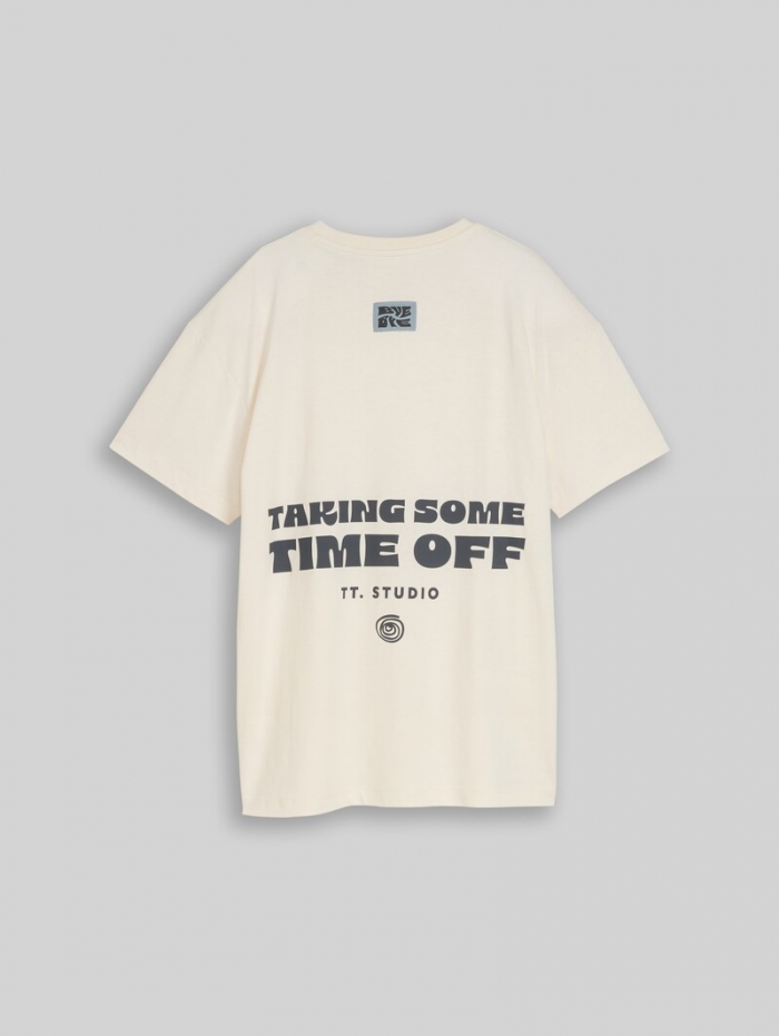 Tom Tailor Oversize T-Shirt mit Rückenprint - Wool White Tom Tailor Oversize T-Shirt mit Rückenprint - Wool White