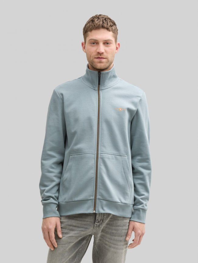 Tom Tailor Sweatjacke mit Stehkragen - Grey Mint Tom Tailor Sweatjacke mit Stehkragen - Grey Mint