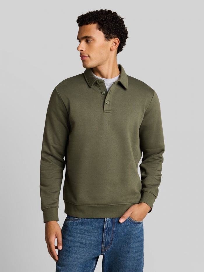 Tom Tailor Sweatshirt mit Polokragen - Urban Olive Green Tom Tailor Sweatshirt mit Polokragen - Urban Olive Green