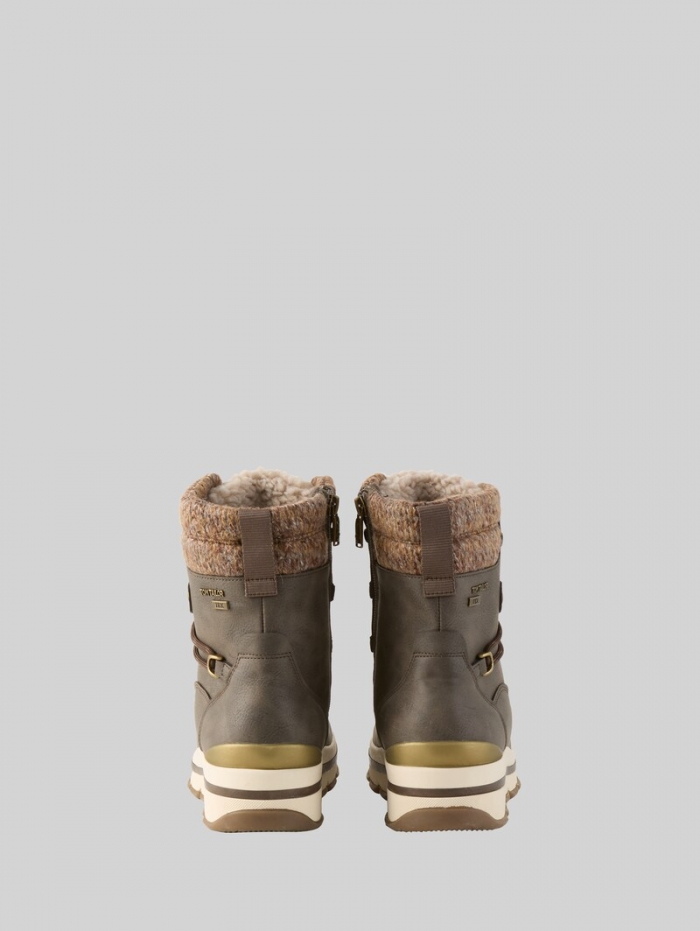 Tom Tailor Wasserfeste Stiefel mit Material-Mix - Lava Tom Tailor Wasserfeste Stiefel mit Material-Mix - Lava