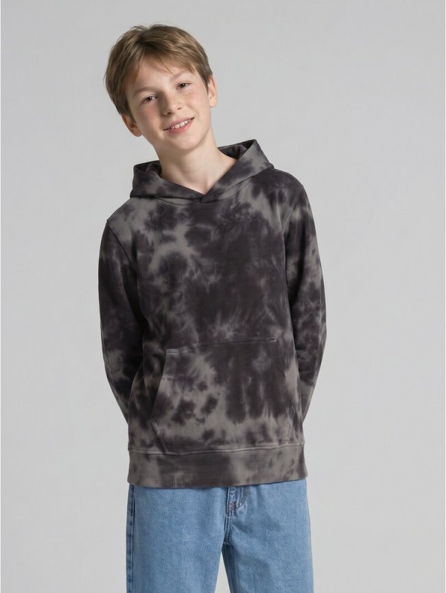 Tom Tailor Hoodie Sweatshirt mit Batikmuster - Dark Grey Tie Dye Tom Tailor Hoodie Sweatshirt mit Batikmuster - Dark Grey Tie Dye