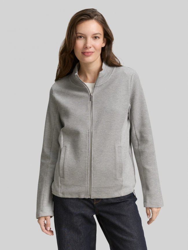 Tom Tailor Sweatjacke mit Stehkragen - Medium Silver Grey Melange Tom Tailor Sweatjacke mit Stehkragen - Medium Silver Grey Melange