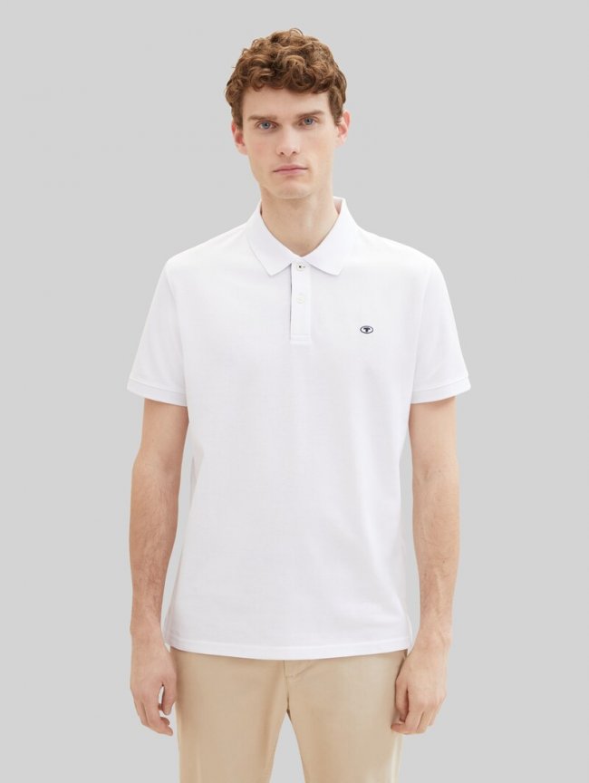 Tom Tailor Piqué Poloshirt aus Baumwolle - White