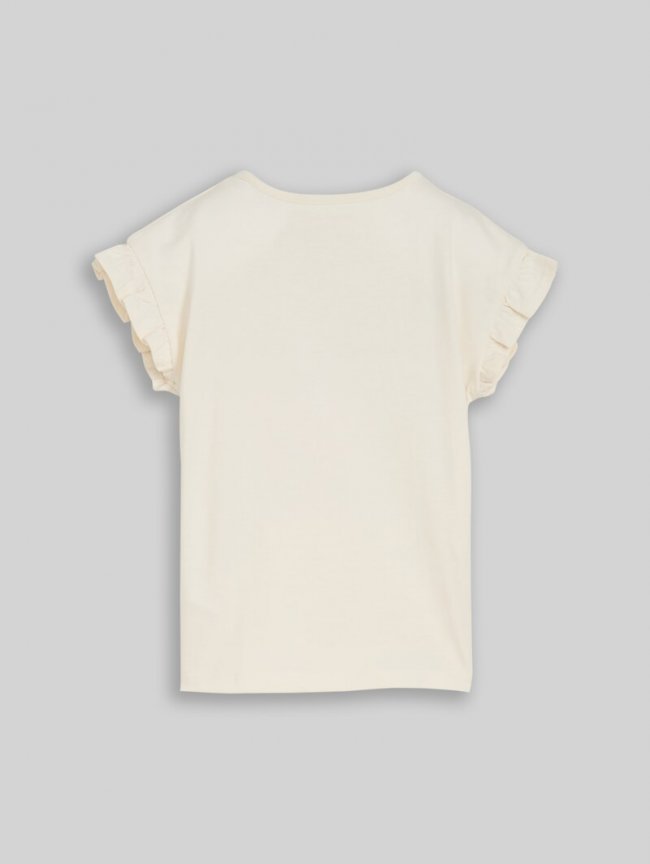 Tom Tailor T-Shirt mit Tüll-Detail - Wool White Tom Tailor T-Shirt mit Tüll-Detail - Wool White