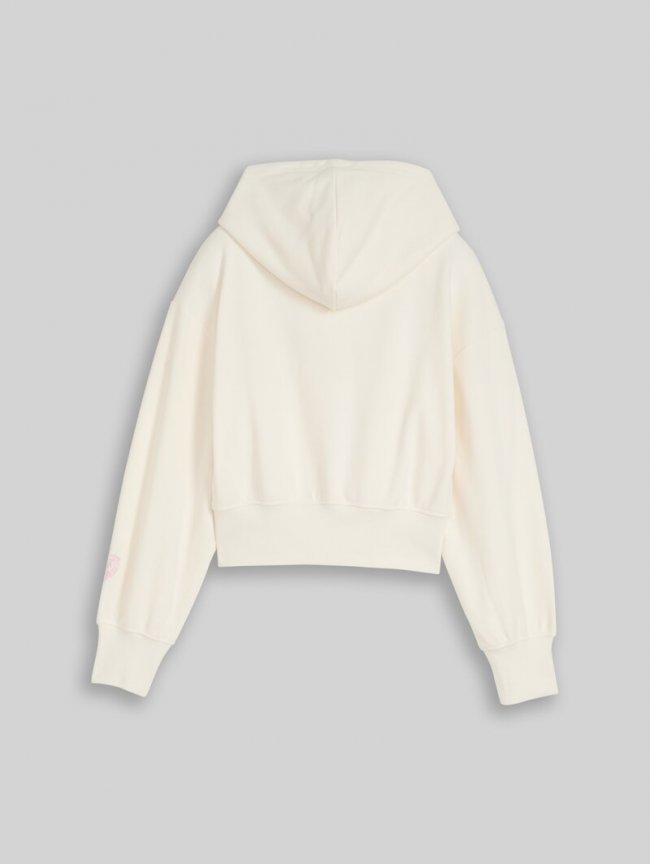 Tom Tailor Oversize Hoodie Sweatshirt mit Stickerei - Gardenia White Tom Tailor Oversize Hoodie Sweatshirt mit Stickerei - Gardenia White