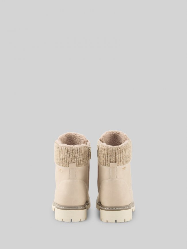 Tom Tailor Gefütterte Stiefel mit Strick-Einsatz - Cream Tom Tailor Gefütterte Stiefel mit Strick-Einsatz - Cream