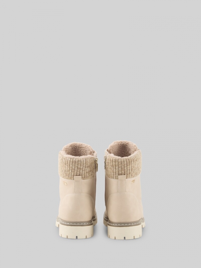 Tom Tailor Gefütterte Stiefel mit Strick-Einsatz - Cream Tom Tailor Gefütterte Stiefel mit Strick-Einsatz - Cream