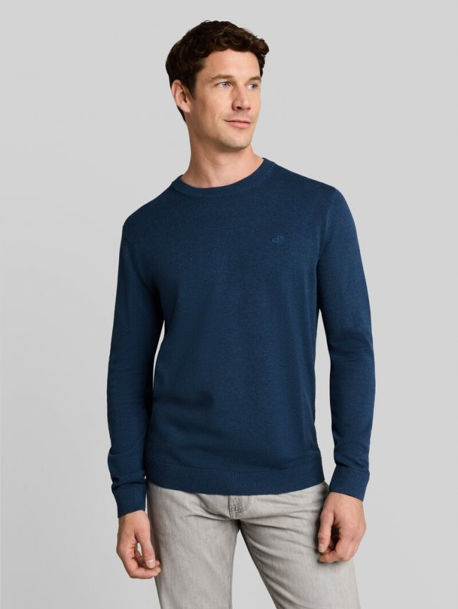 Tom Tailor Basic Strickpullover aus Baumwolle - Dark Duck Blue Melange Tom Tailor Basic Strickpullover aus Baumwolle - Dark Duck Blue Melange