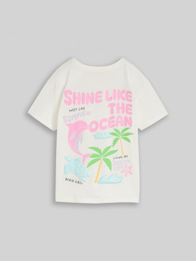 Tom Tailor Oversize T-Shirt mit Rückenprint - Whisper White Tom Tailor Oversize T-Shirt mit Rückenprint - Whisper White