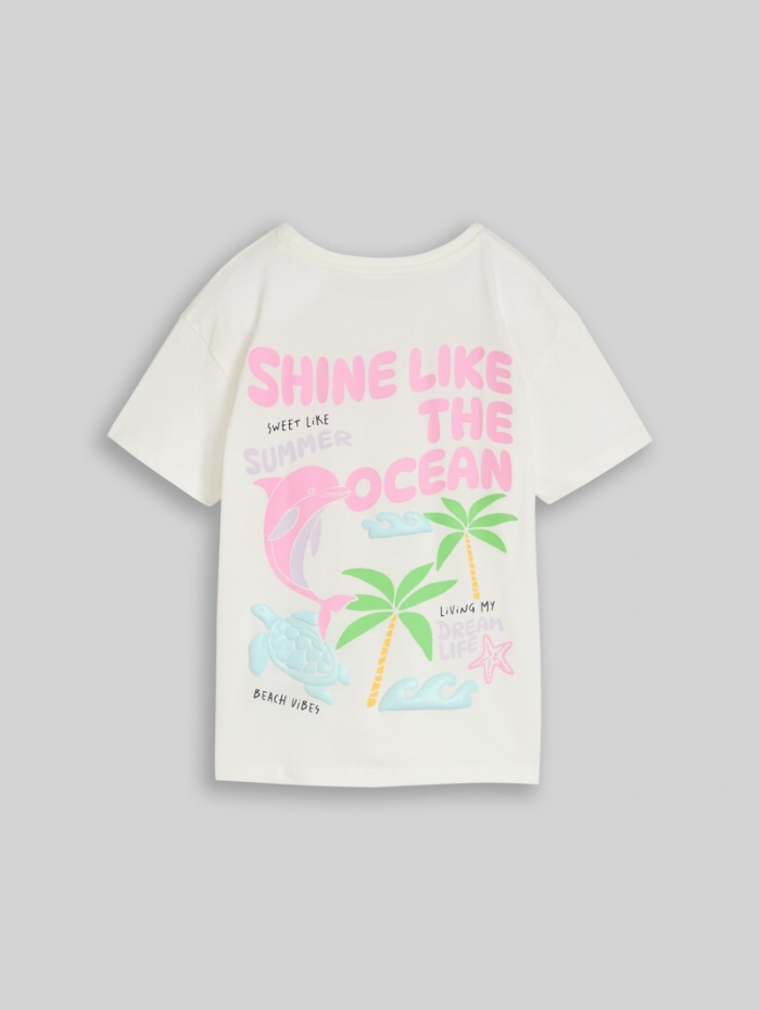Tom Tailor Oversize T-Shirt mit Rückenprint - Whisper White Tom Tailor Oversize T-Shirt mit Rückenprint - Whisper White
