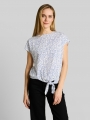 Tom Tailor T-Shirt mit Knotendetail - White Small Leaves Design Tom Tailor T-Shirt mit Knotendetail - White Small Leaves Design