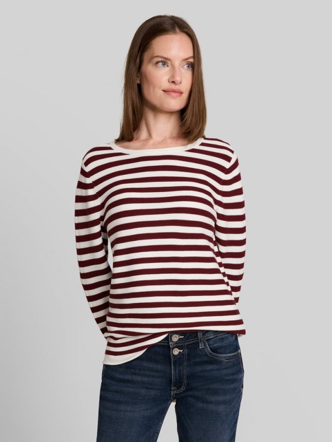 Tom Tailor Strickpullover aus Baumwolle - Preppy Plum Stripe Tom Tailor Strickpullover aus Baumwolle - Preppy Plum Stripe