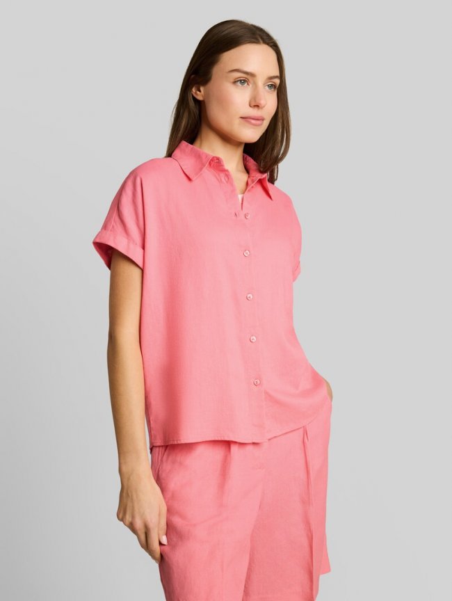 Tom Tailor Loose Fit Bluse mit Leinenanteil - Soft Fuchsia Pink Tom Tailor Loose Fit Bluse mit Leinenanteil - Soft Fuchsia Pink