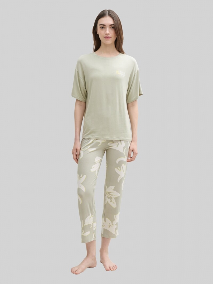 Tom Tailor Pyjama-Set mit Allover-Print - Grün-hell-allover