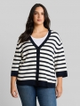 Tom Tailor Plus Size - Loose Fit Cardigan mit Streifenmuster - White Sky Blue Knit Stripe Tom Tailor Plus Size - Loose Fit Cardigan mit Streifenmuster - White Sky Blue Knit Stripe