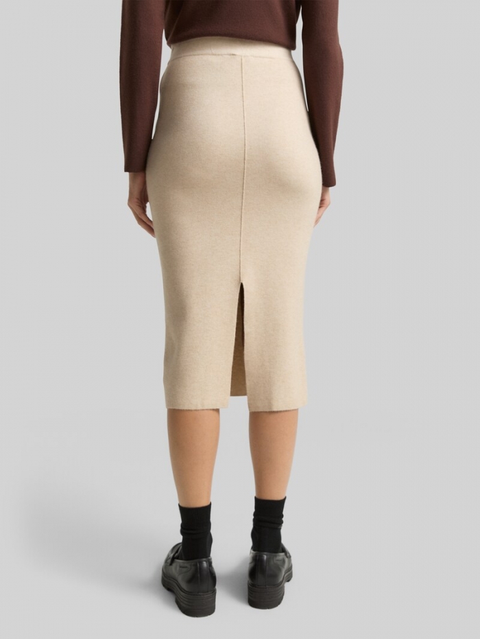 Tom Tailor Midi-Rock mit Schlitz - Sand Stone Beige Melange Tom Tailor Midi-Rock mit Schlitz - Sand Stone Beige Melange
