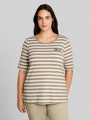 Tom Tailor Plus Size - T-Shirt mit Stickerei - Olive White Stripe Tom Tailor Plus Size - T-Shirt mit Stickerei - Olive White Stripe