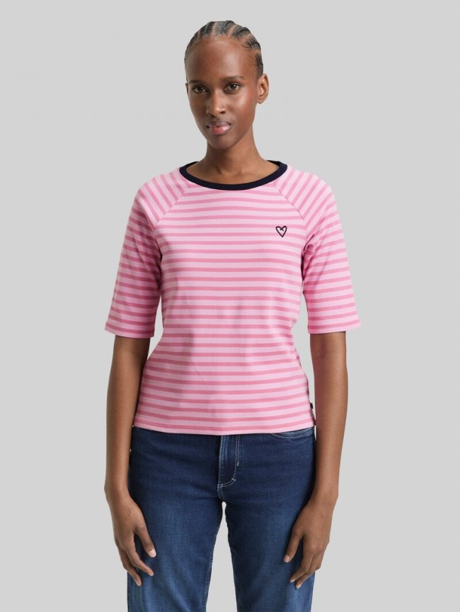 Tom Tailor T-Shirt mit Streifenmuster - Tonal Blush Rose Stripe Tom Tailor T-Shirt mit Streifenmuster - Tonal Blush Rose Stripe