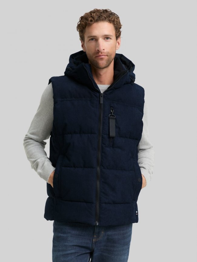 Tom Tailor Puffer Weste mit abnehmbarer Kapuze - Sky Captain Blue Tom Tailor Puffer Weste mit abnehmbarer Kapuze - Sky Captain Blue