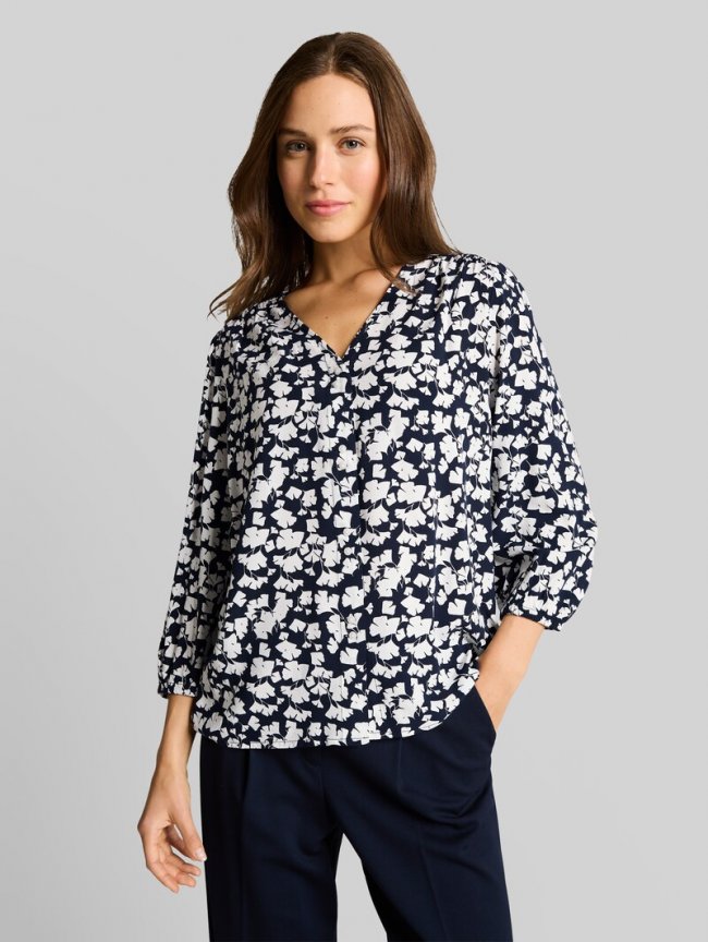 Tom Tailor Bluse aus Viskose - Blue Ginkgo Minimal Tom Tailor Bluse aus Viskose - Blue Ginkgo Minimal